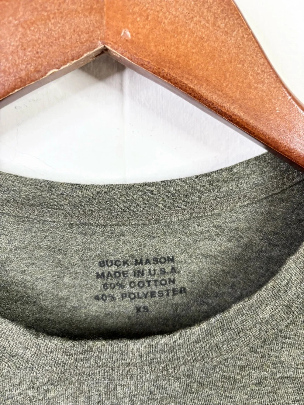 Buck Mason men’s heathered green cotton short sleeve toughknit tee shirt size XS
